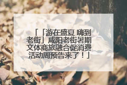 「游在盛夏 嗨到老街」咸阳老街暑期文体商旅融合促消费活动周预告来了！
