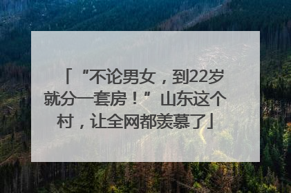 “不论男女，到22岁就分一套房！”山东这个村，让全网都羡慕了