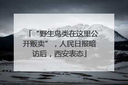 “野生鸟类在这里公开贩卖”，人民日报暗访后，西安表态