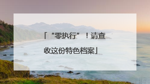 “零执行”！请查收这份特色档案