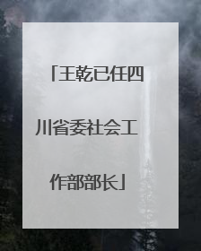 王乾已任四川省委社会工作部部长