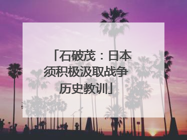 石破茂：日本须积极汲取战争历史教训