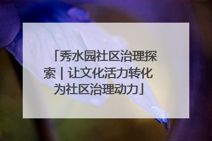 秀水园社区治理探索｜让文化活力转化为社区治理动力