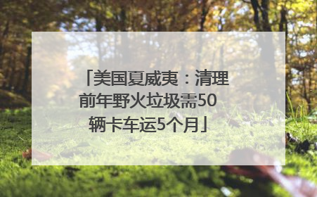 美国夏威夷：清理前年野火垃圾需50辆卡车运5个月