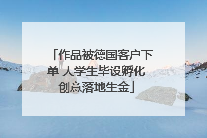 作品被德国客户下单 大学生毕设孵化创意落地生金
