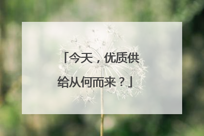 今天，优质供给从何而来？