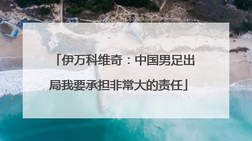 伊万科维奇：中国男足出局我要承担非常大的责任