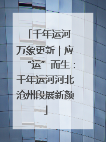 千年运河 万象更新｜应“运”而生：千年运河河北沧州段展新颜