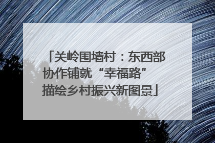 关岭围墙村：东西部协作铺就“幸福路” 描绘乡村振兴新图景