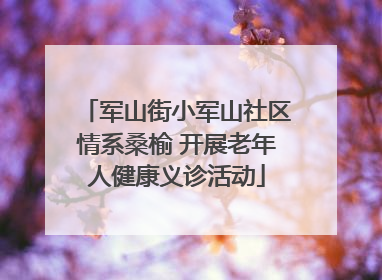 军山街小军山社区情系桑榆 开展老年人健康义诊活动