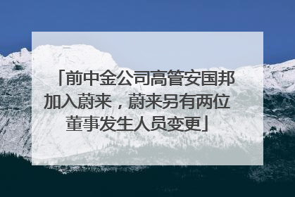 前中金公司高管安国邦加入蔚来，蔚来另有两位董事发生人员变更