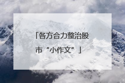 各方合力整治股市“小作文”