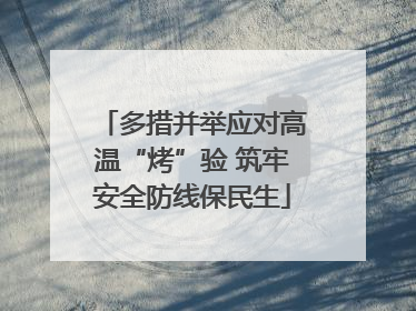 多措并举应对高温“烤”验 筑牢安全防线保民生