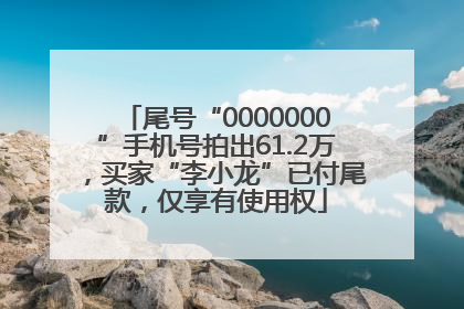 尾号“0000000”手机号拍出61.2万，买家“李小龙”已付尾款，仅享有使用权