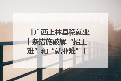 广西上林县稳就业十条措施破解“招工难”和“就业难”