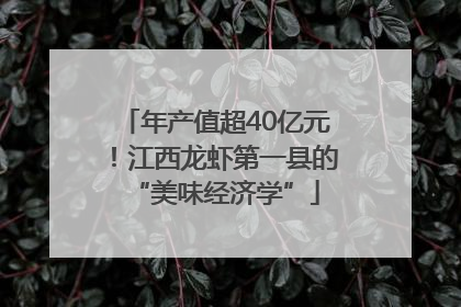 年产值超40亿元！江西龙虾第一县的“美味经济学”