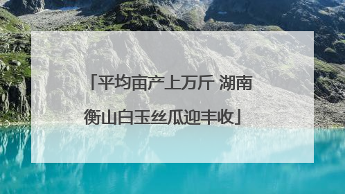 平均亩产上万斤 湖南衡山白玉丝瓜迎丰收