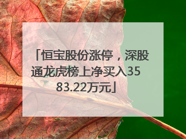 恒宝股份涨停，深股通龙虎榜上净买入3583.22万元