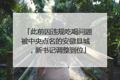 此前因违规吃喝问题被中央点名的安徽县城，新书记调整到位