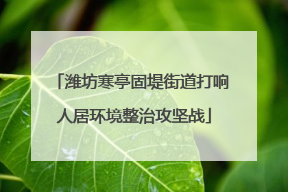 潍坊寒亭固堤街道打响人居环境整治攻坚战
