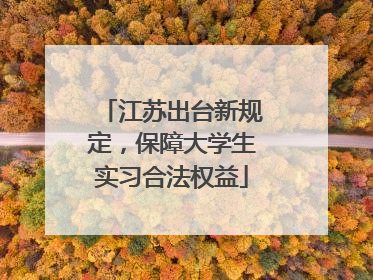 江苏出台新规定，保障大学生实习合法权益