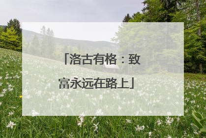洛古有格：致富永远在路上