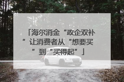 海尔消金“政企双补”让消费者从“想要买”到“买得起”