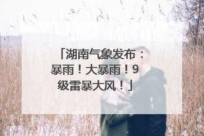 湖南气象发布：暴雨！大暴雨！9级雷暴大风！