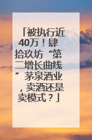 被执行近40万！肆拾玖坊“第二增长曲线”茅泉酒业，卖酒还是卖模式？