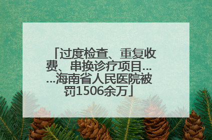过度检查、重复收费、串换诊疗项目……海南省人民医院被罚1506余万