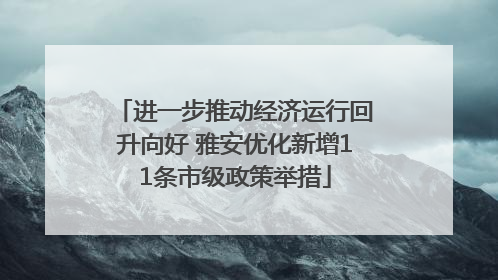进一步推动经济运行回升向好 雅安优化新增11条市级政策举措