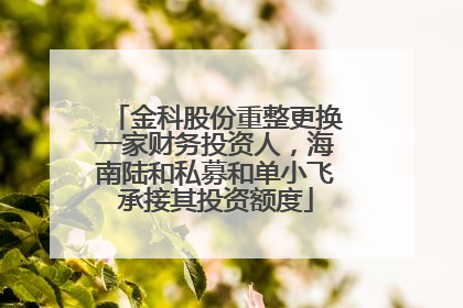 金科股份重整更换一家财务投资人，海南陆和私募和单小飞承接其投资额度