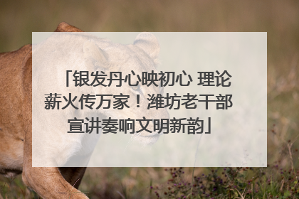 银发丹心映初心 理论薪火传万家！潍坊老干部宣讲奏响文明新韵