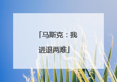 马斯克：我进退两难