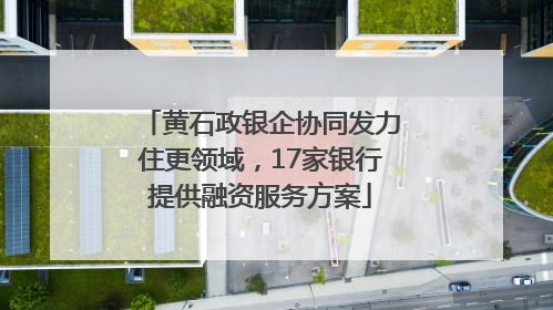 黄石政银企协同发力住更领域，17家银行提供融资服务方案